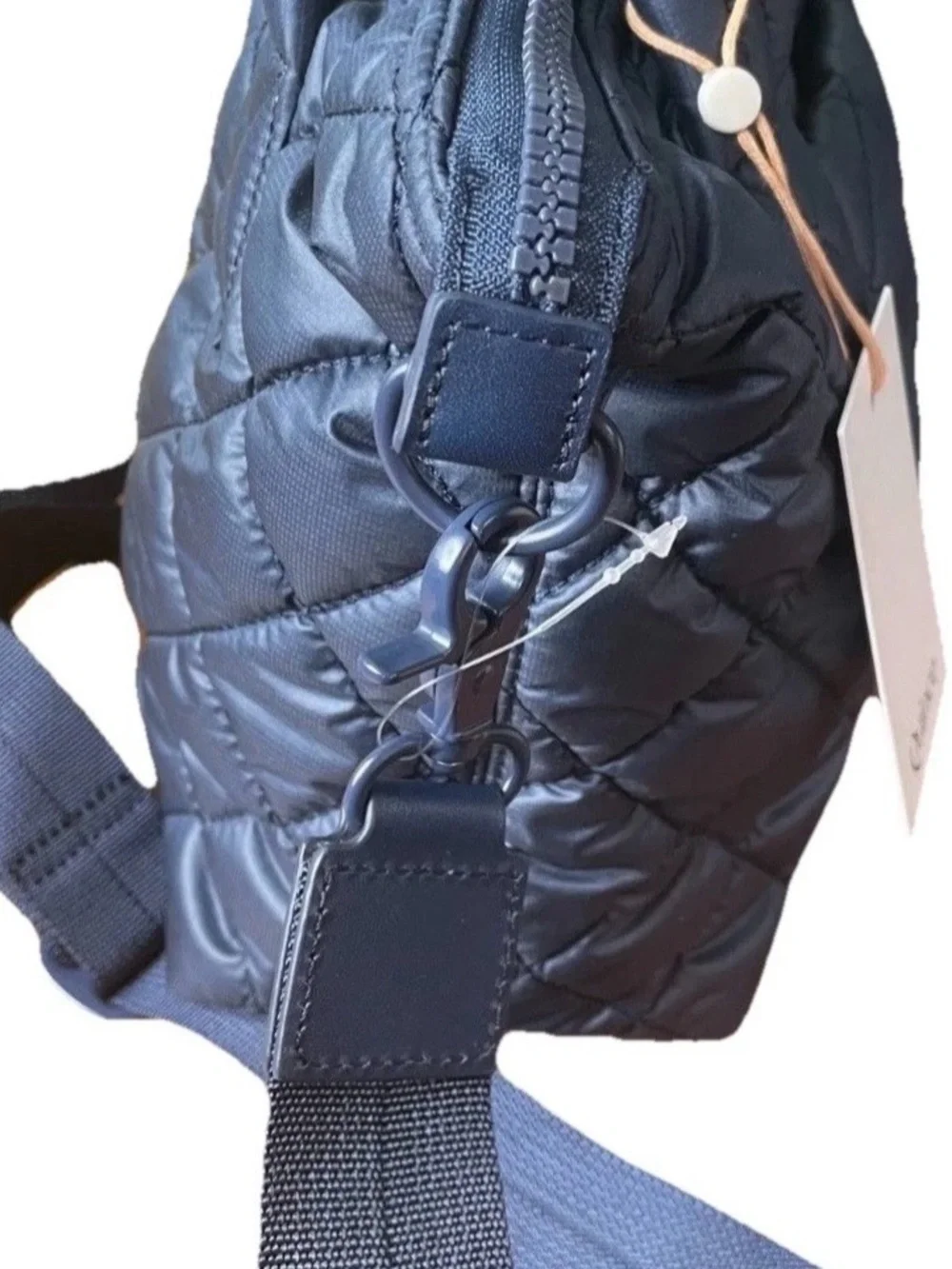 NWT QUINCE TRANSIT QUILTED CROSSBODY 2 WAY TOTE NAVY 10”Lx10”Hx5.5”W POCKETS